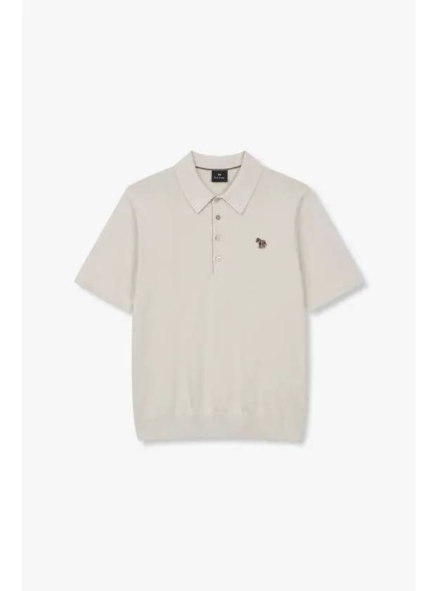 PS zebra patch polo knit light beige - PAUL SMITH - BALAAN 1