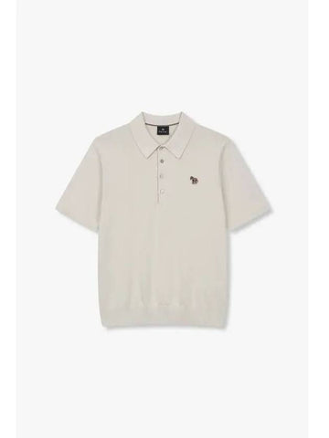 PS zebra patch polo knit light beige - PAUL SMITH - BALAAN 1