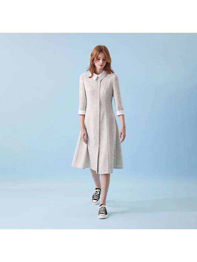 Collar color matching middle dress cool gray 045 - VOYONN - BALAAN 1