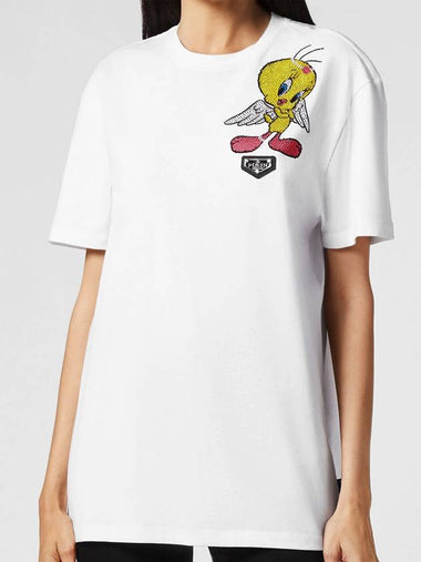 Women's Swarovski Looney Tunes Looney Tunes Short Sleeve TShirt White AAAC WTK2312 PJY002N - (DI)VISION - BALAAN 1