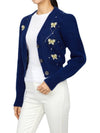 Embroidered Butterfly Pointel Alpaca Cardigan Blue - ALESSANDRA RICH - BALAAN 6