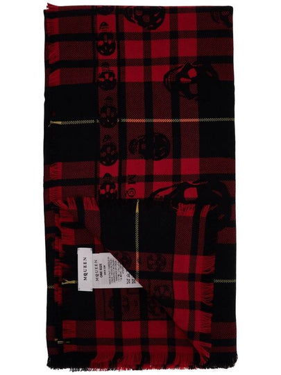 tartan wool skull scarf in - ALEXANDER MCQUEEN - BALAAN 2