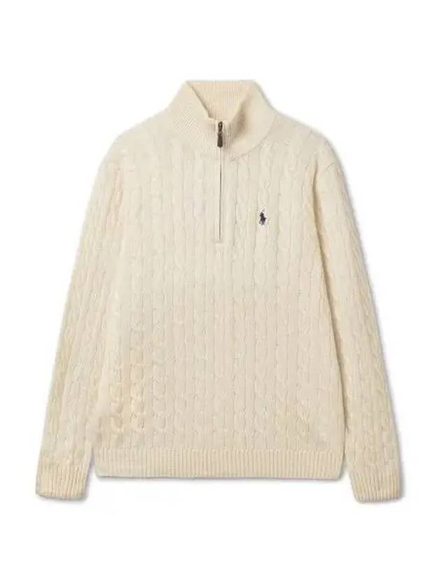 Cable Knit Wool Cashmere Zipper Sweater Ivory - POLO RALPH LAUREN - BALAAN 1