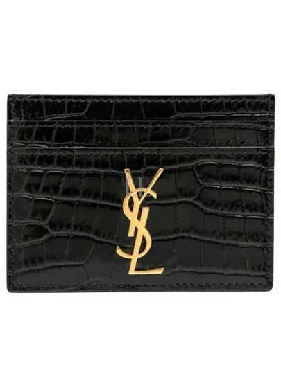 Cassandre Crocodile Embossed Leather Card Wallet Black - SAINT LAURENT - BALAAN 2