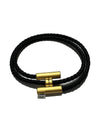 Tunis Tresse Gold Bracelet Noir - HERMES - BALAAN 3