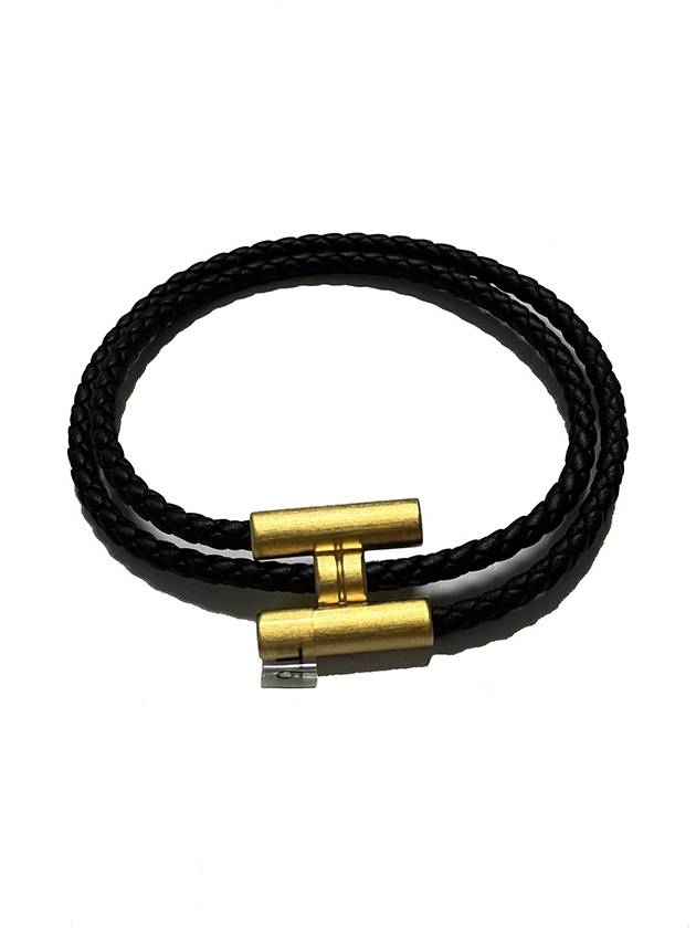 Tunis Tresse Gold Bracelet Noir - HERMES - BALAAN 3