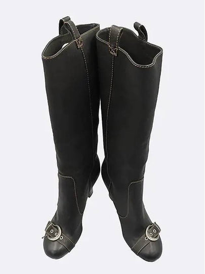 Black leather pin buckle women s long boots 250MM - DIOR - BALAAN 2