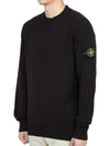 Men's Waffen Patch Crew Neck Raw Cotton Knit Top Navy - STONE ISLAND - BALAAN 3