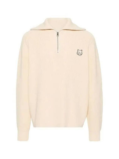 Bold Fox Head Patch Half Zip Knit Top Ivory - MAISON KITSUNE - BALAAN 1