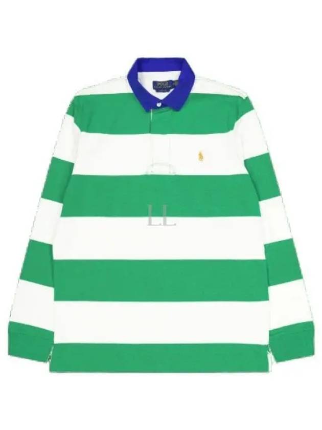 Block Stripe Classic Fit Polo Shirt Green - POLO RALPH LAUREN - BALAAN 2