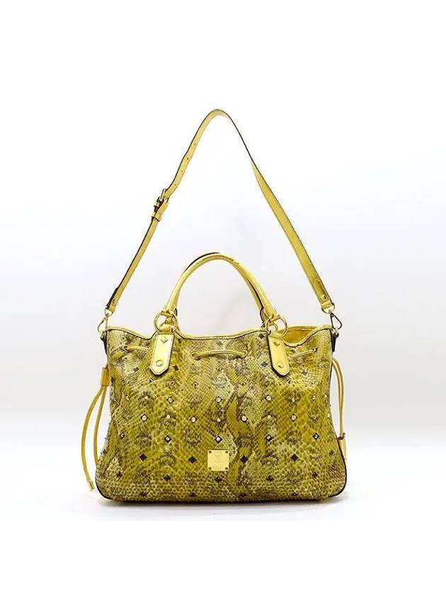 MCM MWD3SVG02YW001 Gold color python pattern printing stud decoration tote bag shoulder strap 2WAY - MCM - BALAAN 4