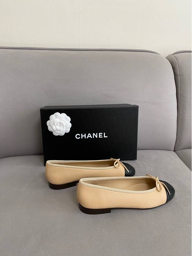 Two Tone Lambskin Ballerina Beige Black - CHANEL - BALAAN 9