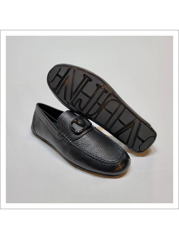 Men's V Logo Moccasin Loafer Driving Shoes Black - VALENTINO - BALAAN.