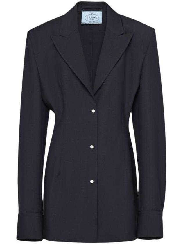 Single breasted mohair jacket navy - PRADA - BALAAN 1