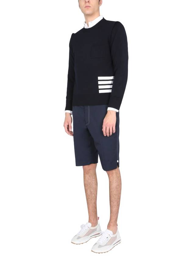 Men's Stitched Chino Shorts Navy - THOM BROWNE - BALAAN 3