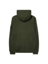 Brushed Cotton Fleece Garment Dyed Hooded Zip Up Olive Green - STONE ISLAND - BALAAN 3