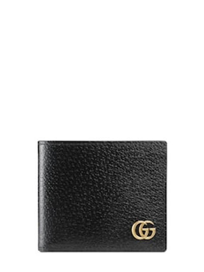 GG Marmont Leather Bi Fold Wallet Black Gold - GUCCI - BALAAN 2