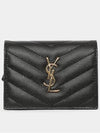 Monogram Caviar Leather Flap Card Wallet Black - SAINT LAURENT - BALAAN 3