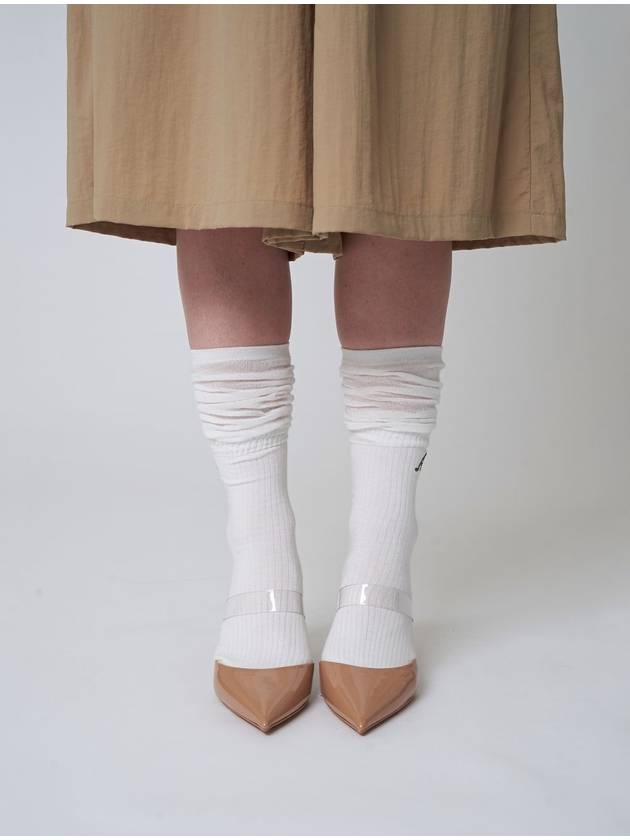 AW41AS02 Double layer knee socks_White - ATHPLATFORM - BALAAN 6