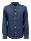 Embroidered Logo Denim Shirt Blue - POLO RALPH LAUREN - BALAAN 2