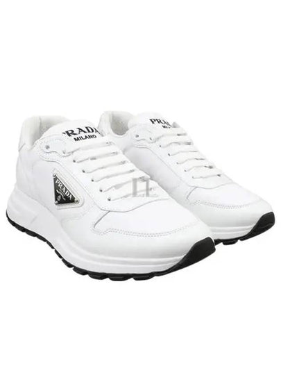 Prax 01 Re-Nylon Brushed Leather Low-Top Sneakers White - PRADA - BALAAN 2