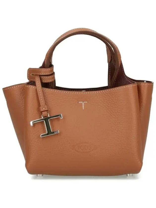 Micro Leather Tote Bag Brown - TOD'S - BALAAN 3