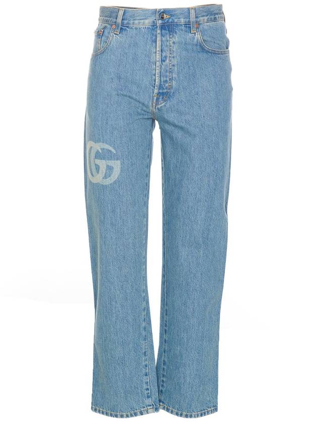 Lasered Double G Denim Jeans Blue - GUCCI - BALAAN 1