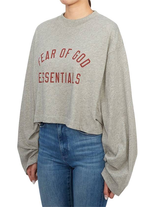 Cropped Long Sleeve T-Shirt Dark Heathe - FEAR OF GOD - BALAAN 3