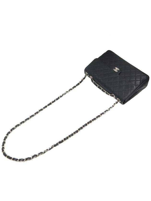 Black Caviar Silver Chain One Flap Classic Jumbo Large Shoulder Bag No 6 - CHANEL - BALAAN 4