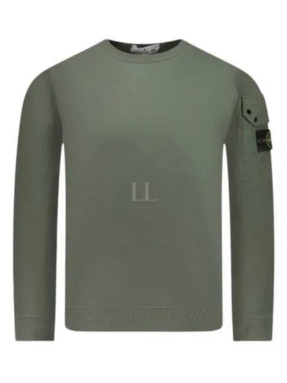 Brushed Organic Cotton Fleece Sweatshirt Green - STONE ISLAND - BALAAN 2