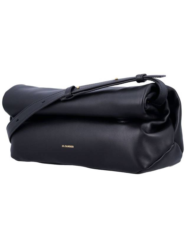 Rollup Leather Small Shoulder Bag Black - JIL SANDER - BALAAN 4