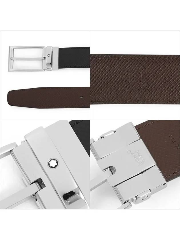 Rectangular Pin Buckle Reversible Leather Belt Black Brown - MONTBLANC - BALAAN 5