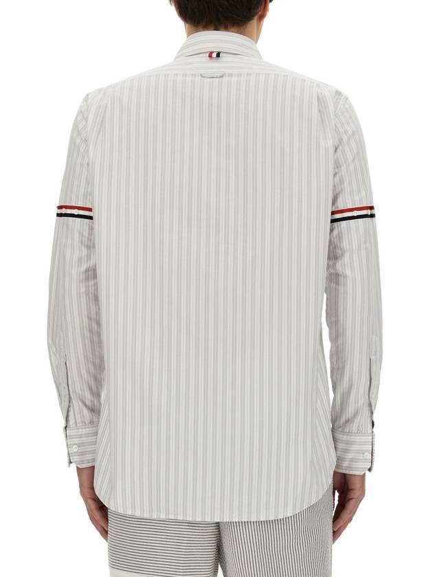 Stripe Oxford Armband Long Sleeve Shirt Grey - THOM BROWNE - BALAAN 4