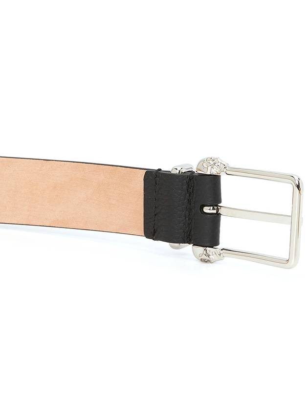 skull buckle leather belt black - ALEXANDER MCQUEEN - BALAAN.