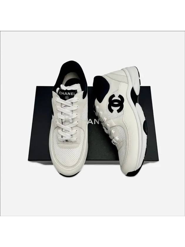 CC Logo Suede Tennis Low Top Sneakers Black - CHANEL - BALAAN 2