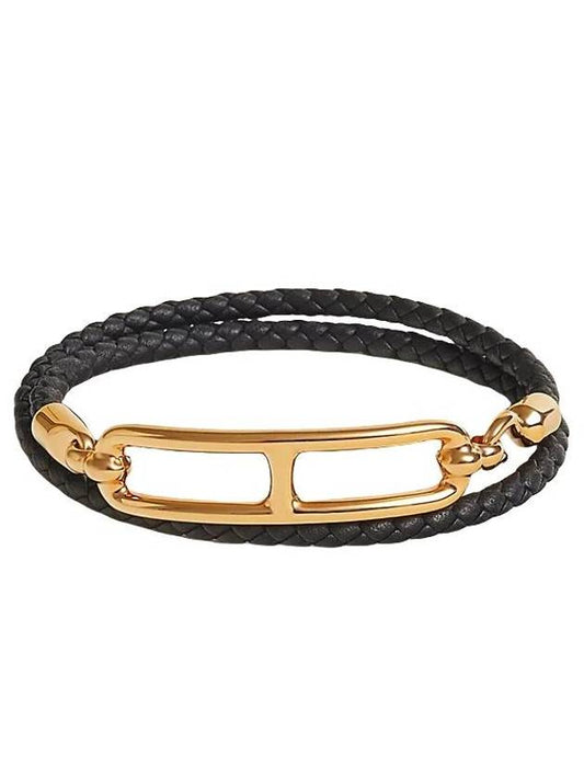 Roulis Double Tour Leather Bracelet Noir - HERMES - BALAAN 2