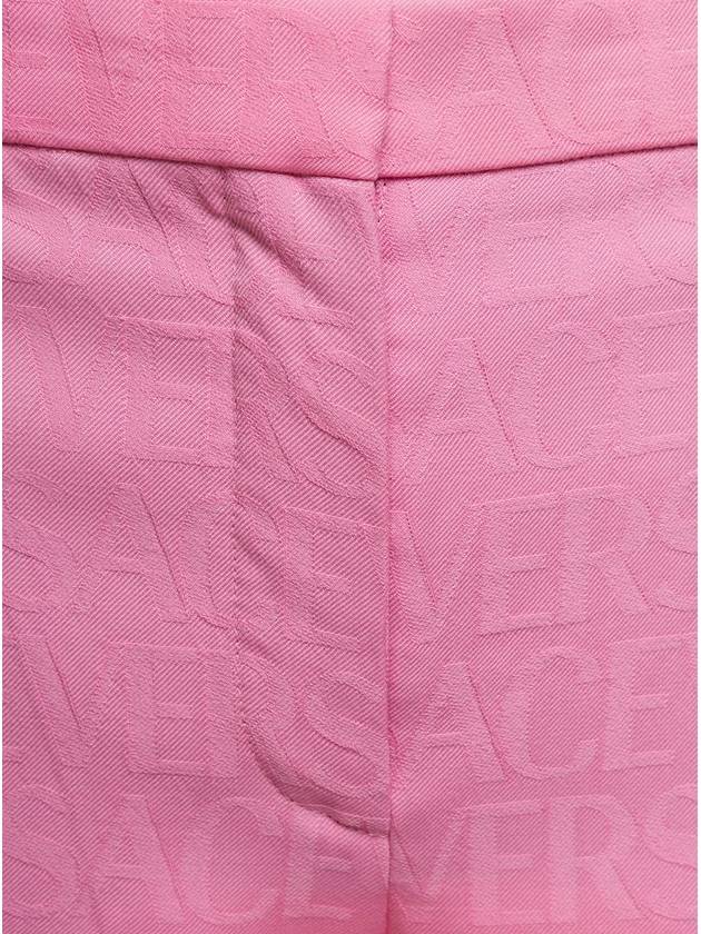 Women's All-Over Logo Pleated Front Wool Straight Pants Pink - VERSACE - BALAAN 3