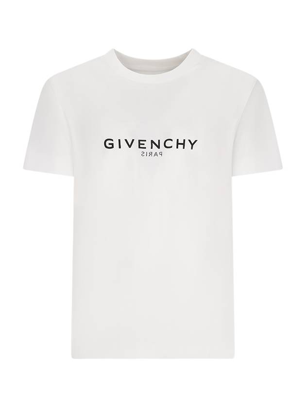 Men's Reverse Logo Round Slim Short Sleeve T-Shirt White - GIVENCHY - BALAAN 2