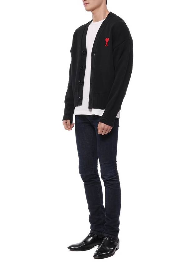 Men's de Coeur Heart Cardigan Black - AMI - BALAAN 5