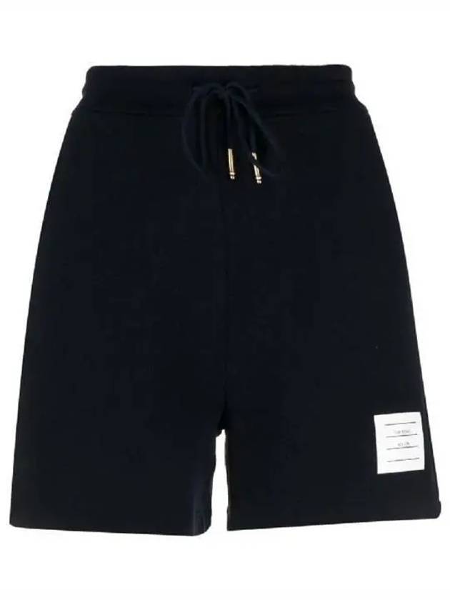 Women's Pique Stripe Rib Gusset Shorts Navy - THOM BROWNE - BALAAN 1