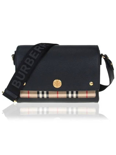 Leather and Vintage Check Note Crossbody Bag Black - BURBERRY - BALAAN 2