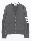 Milano Stitch 4-Bar Cardigan Medium Grey - THOM BROWNE - BALAAN 4