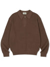 Zip-Up Collar Knit Top Brown - DE GRAND MATIN - BALAAN 3