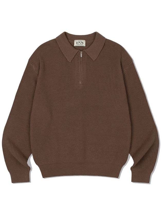 Zip-Up Collar Knit Top Brown - DE GRAND MATIN - BALAAN 3