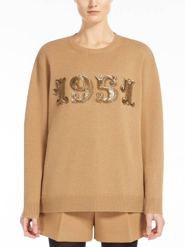 Plata crew neck knit top beige - MAX MARA - BALAAN 3