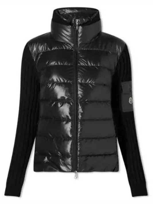 Padded Wool Cardigan Black - MONCLER - BALAAN 2