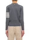 Cotton 4-Bar Milano Classic V-Neck Cardigan Medium Grey - THOM BROWNE - BALAAN 3