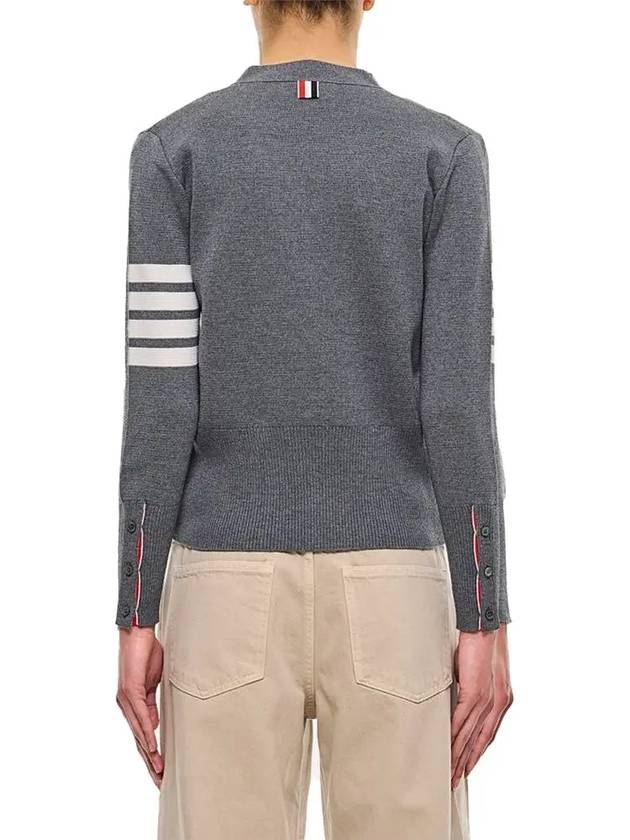 Cotton 4-Bar Milano Classic V-Neck Cardigan Medium Grey - THOM BROWNE - BALAAN 3