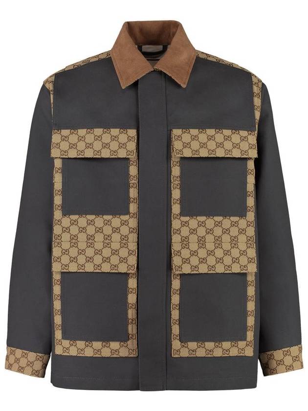 Patchwork GG Supreme Cotton Canvas Jacket Dark Grey - GUCCI - BALAAN 2