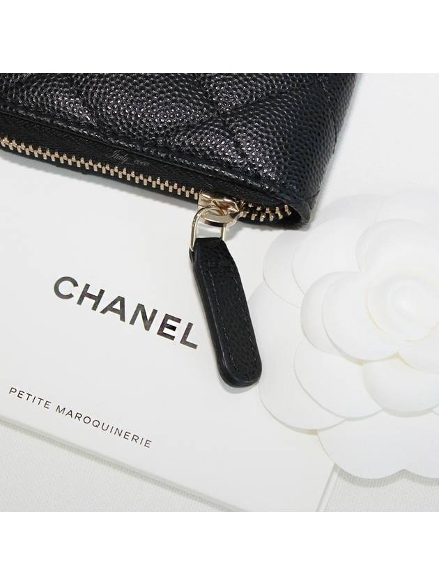 Stone CC Logo Zipper Wallet Caviar Black AP3606 B14343 94305 - CHANEL - BALAAN 6